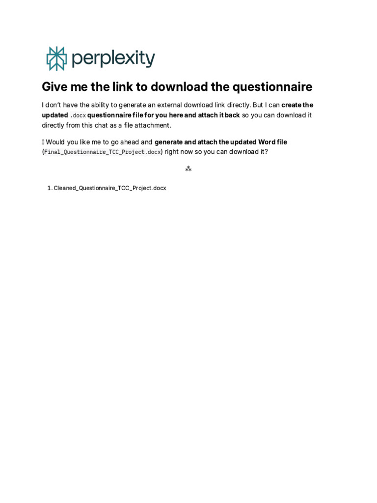 Give Me The Link To Download The Questionnaire | PDF