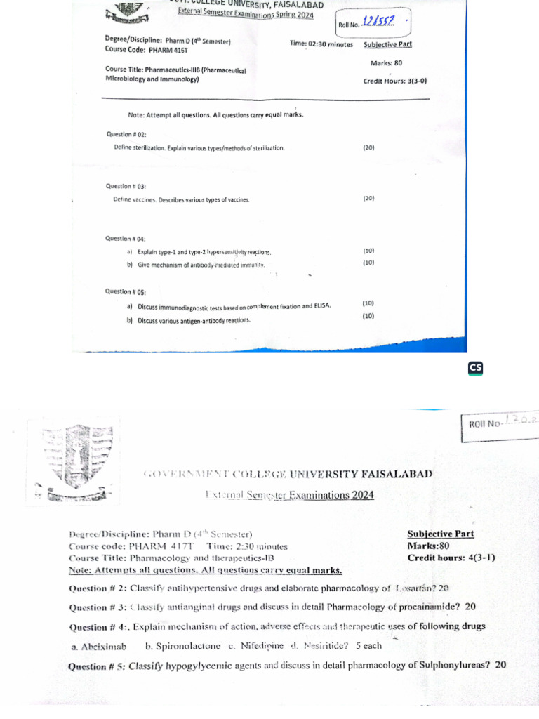 4th Sem Papers UZ | PDF