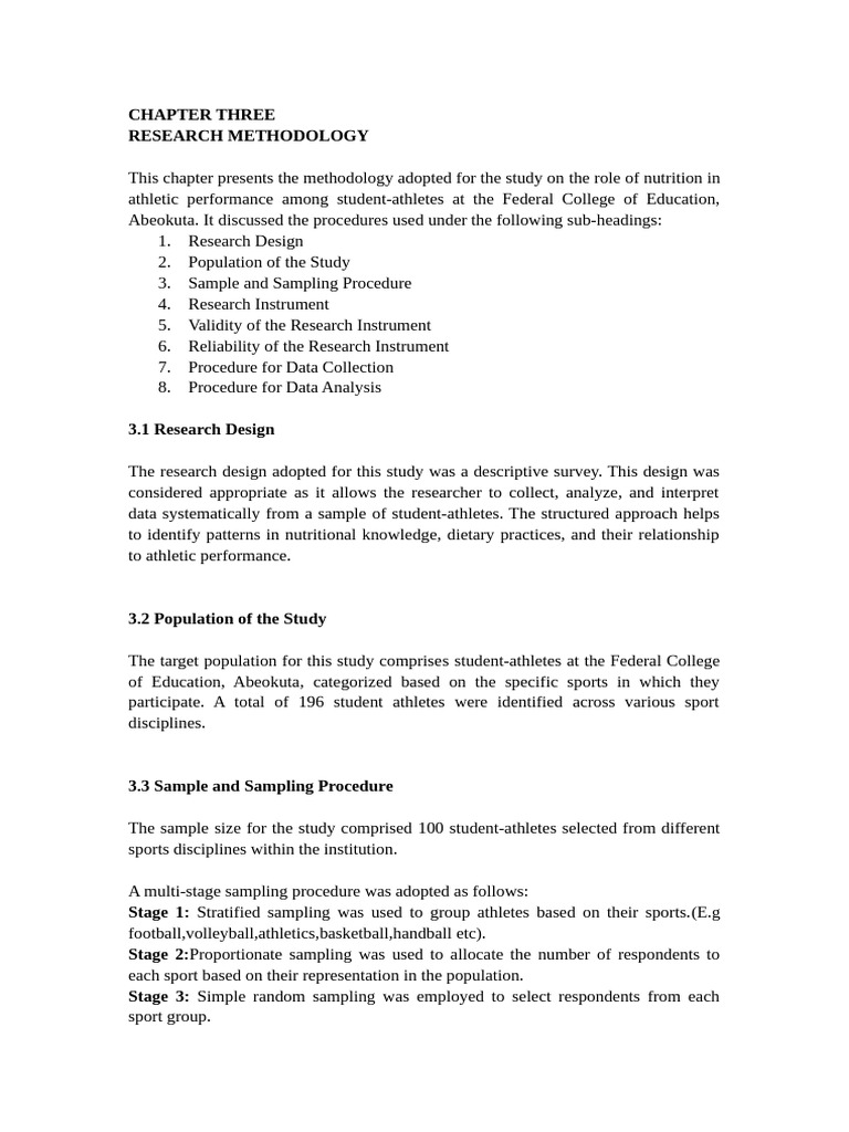 My Project Chapter Three | PDF | Sampling (Statistics) | Survey Methodology