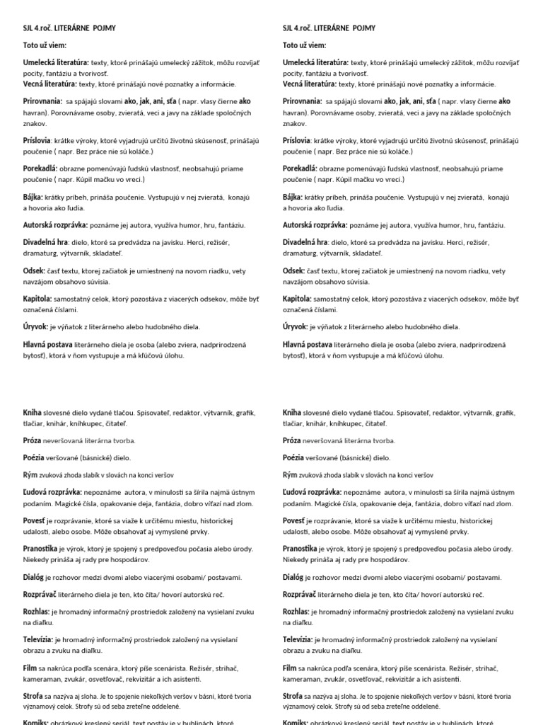 Literárne Pojmy | PDF
