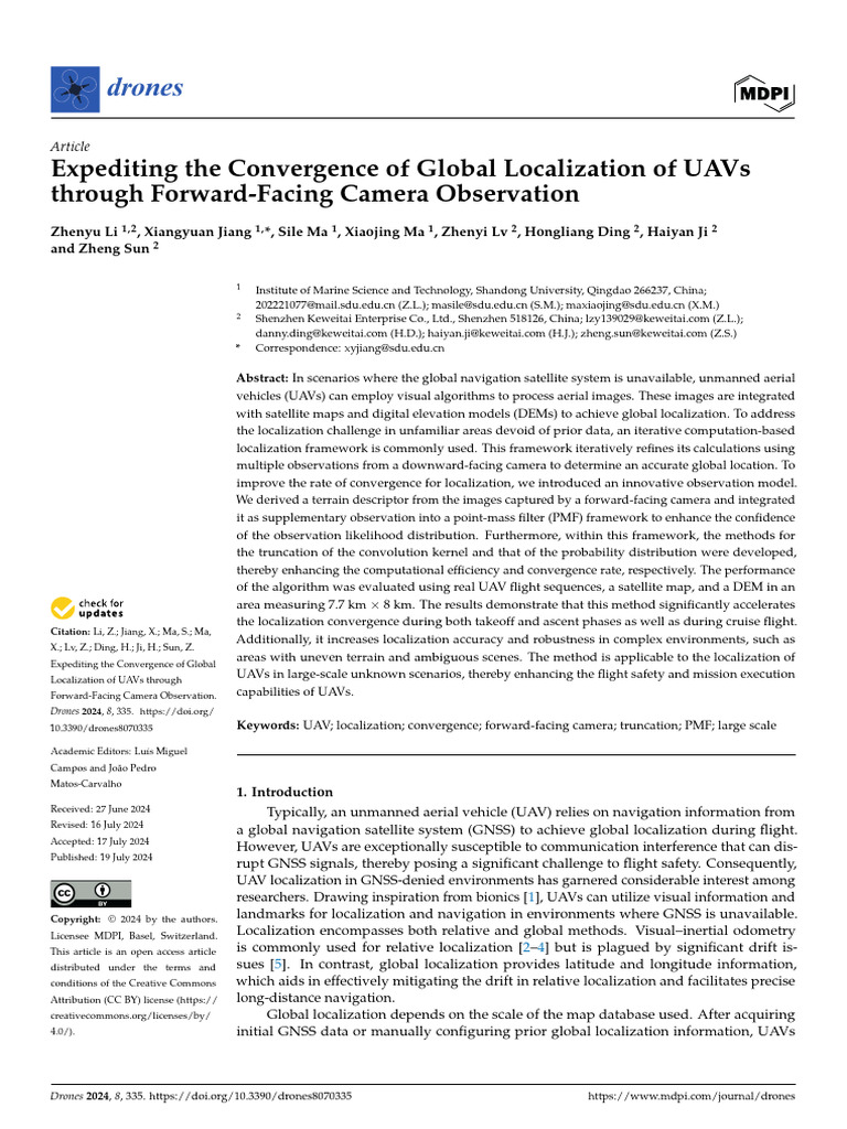 UAV Global Localization via Forward Camera | PDF | Unmanned Aerial ...