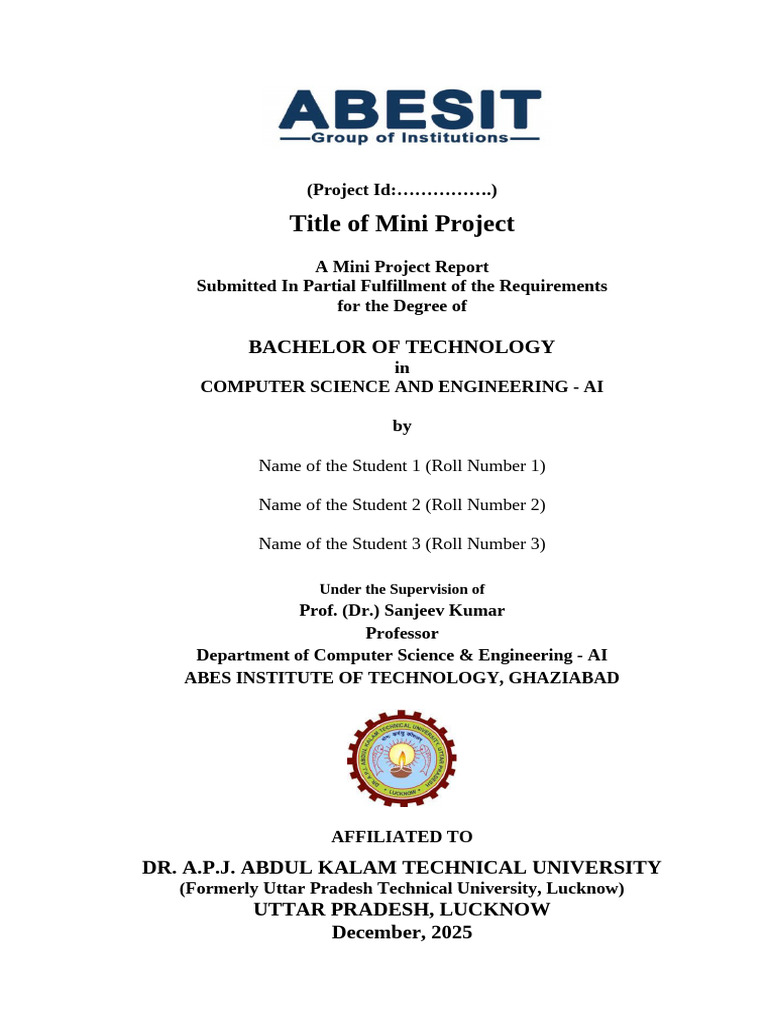Mini Project Report on AI in CSE | PDF | Internet Of Things | Machine ...