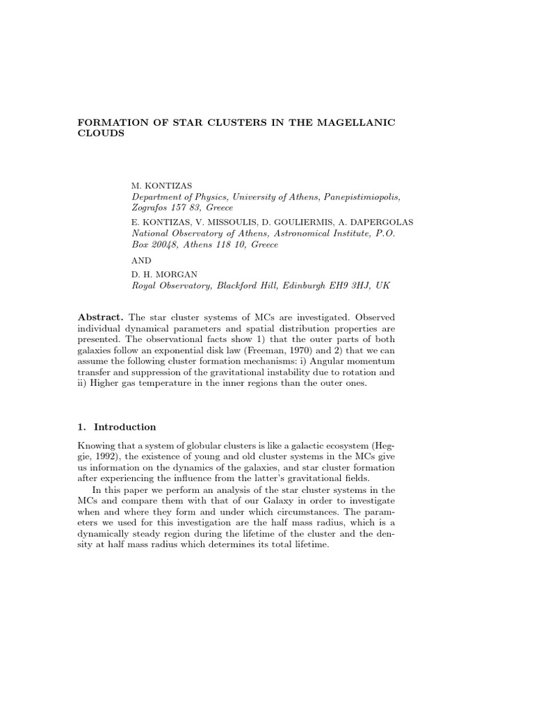 Formation of Star Clusters in The Magellanic Clouds | PDF | Stars | Galaxy