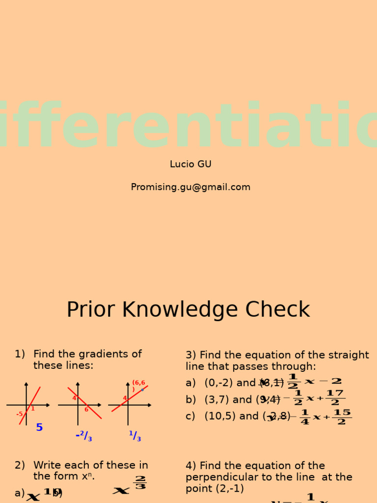 Differentiation and Gradient Calculations | PDF | Tangent | Derivative