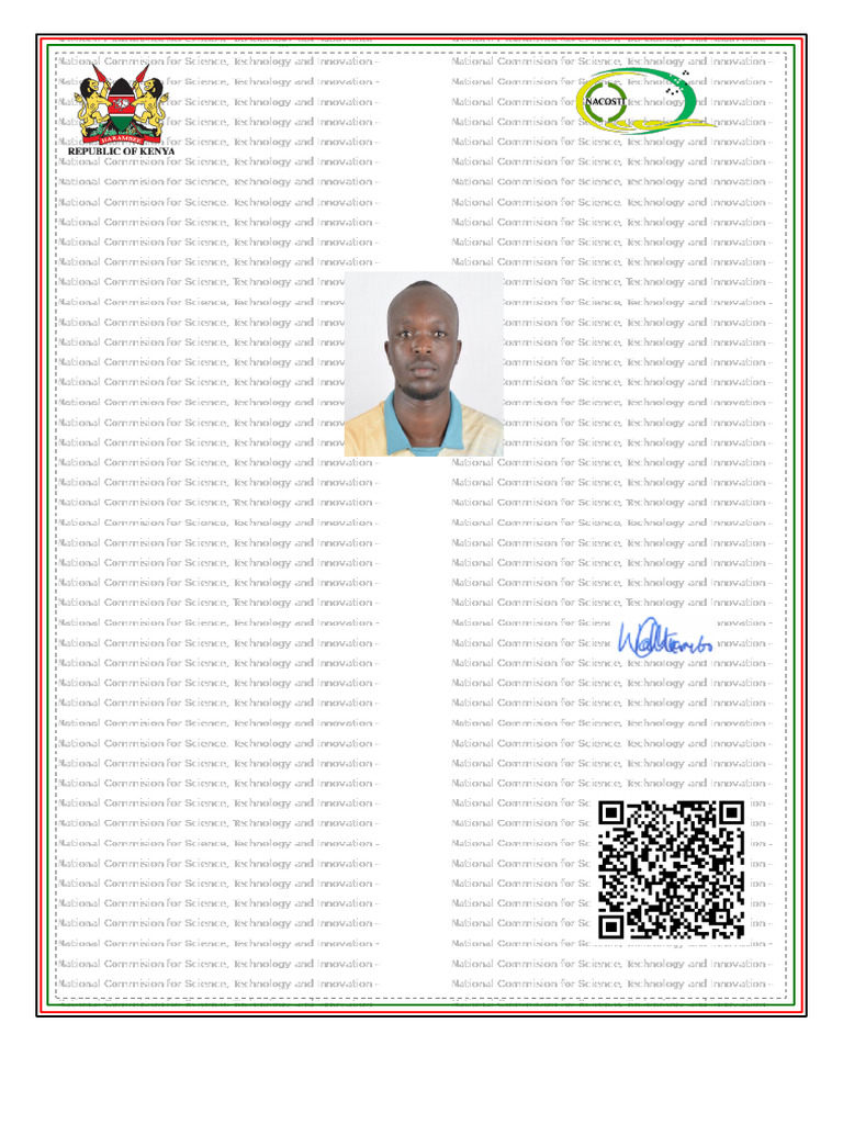 NACOSTI Research License for Kelvin Kibe | PDF | License