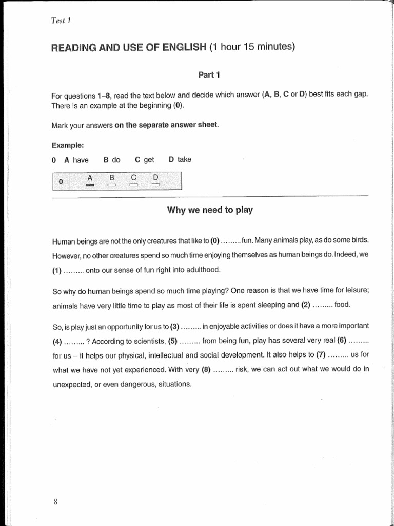 Intensive Grammar A1 - Fce First 1 - Test 1 - Reading | PDF