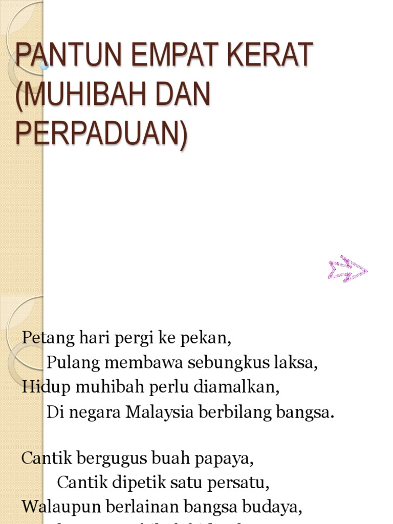Pantun Empat Kerat Muhibah Dan Perpaduan Pdf