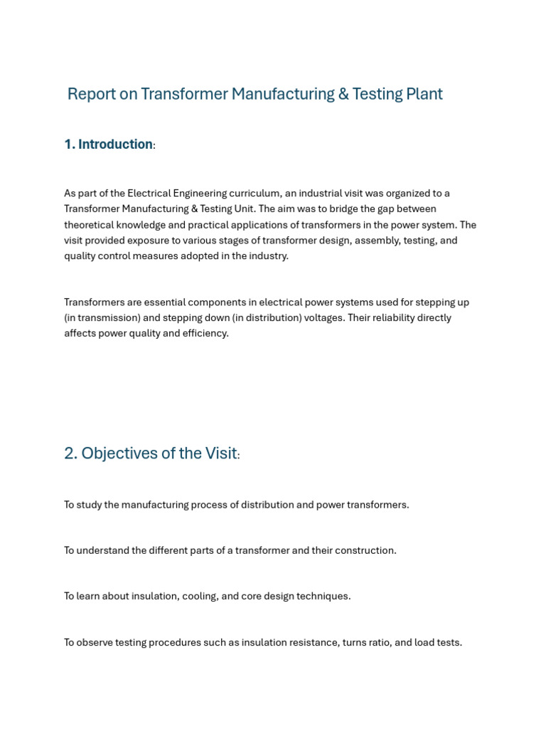 Transformer Manufacturing & Testing Insights | PDF | Transformer ...