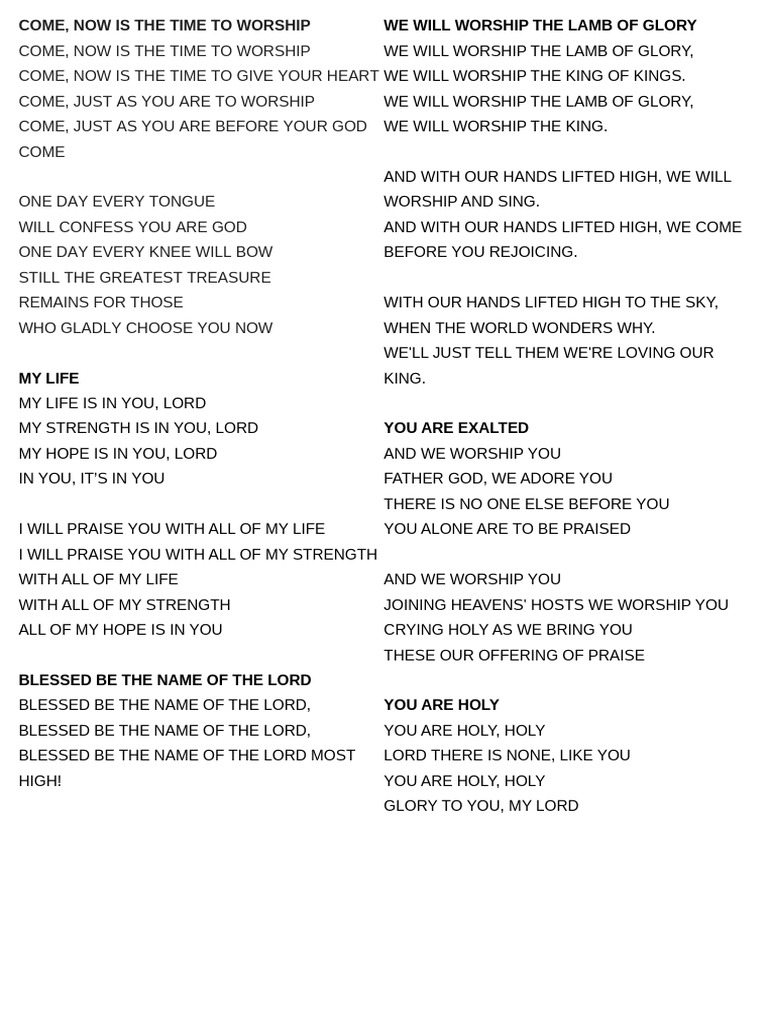 Worship Songs for Heartfelt Praise | PDF | Glory (Religion ...