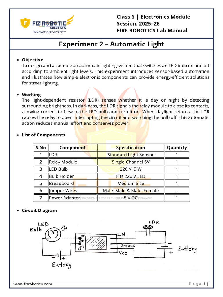 Automatic LED Lighting System Guide | PDF | Relay | Light Emitting Diode