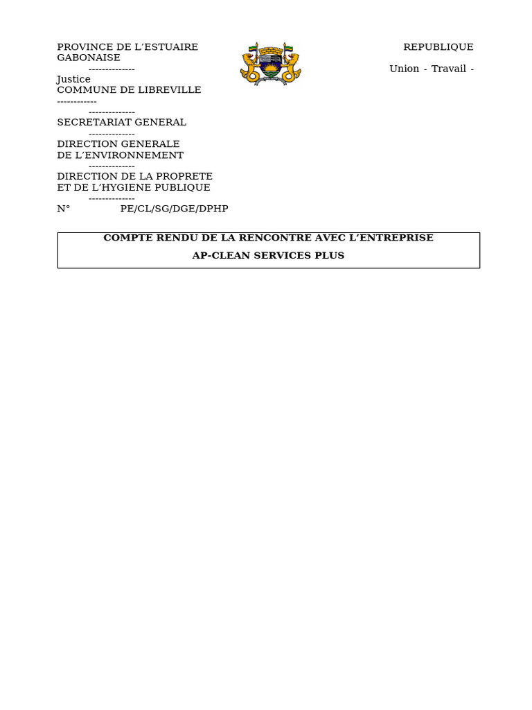 Compte rendu réunion AP-CLEAN Services | PDF