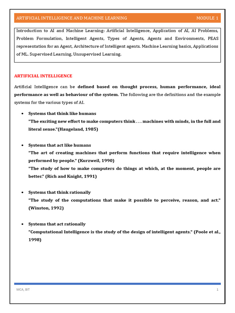 AI and ML Module - 1 (18-06-2025) | PDF | Artificial Intelligence ...