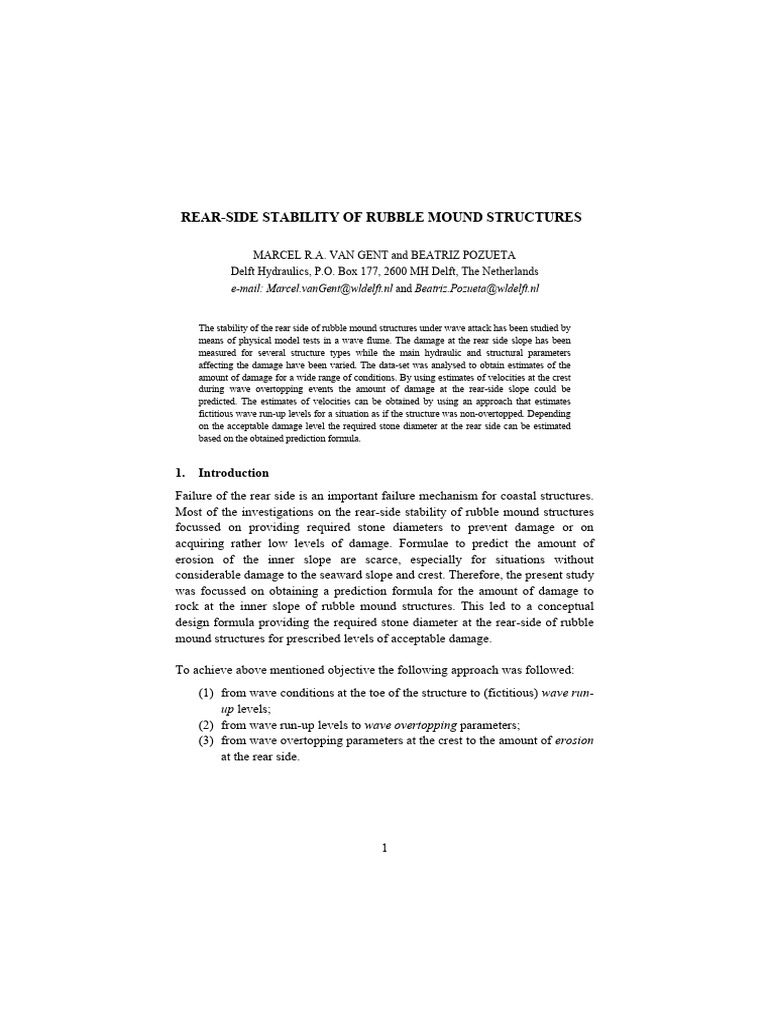 Rear-Side Stability in Rubble Mounds | PDF | Waves