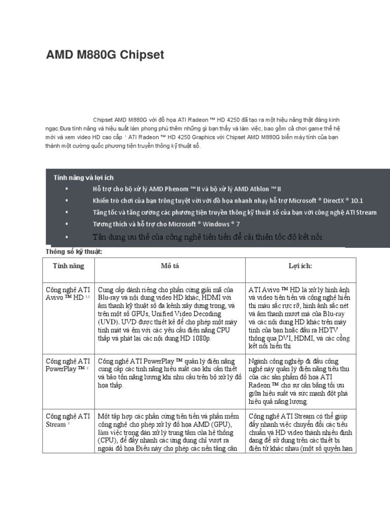 AMD M880G Chipset | PDF