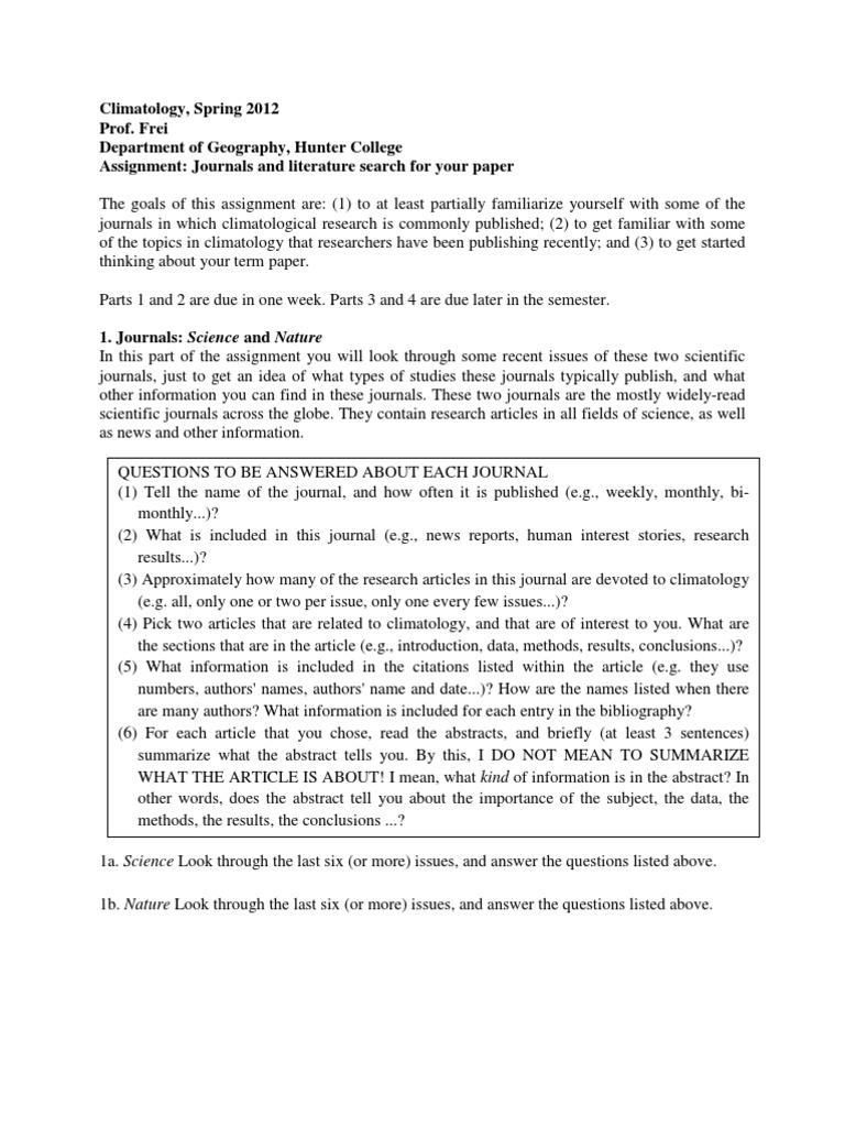 Climatology, Spring 2012 Prof. Frei Department of Geography, Hunter