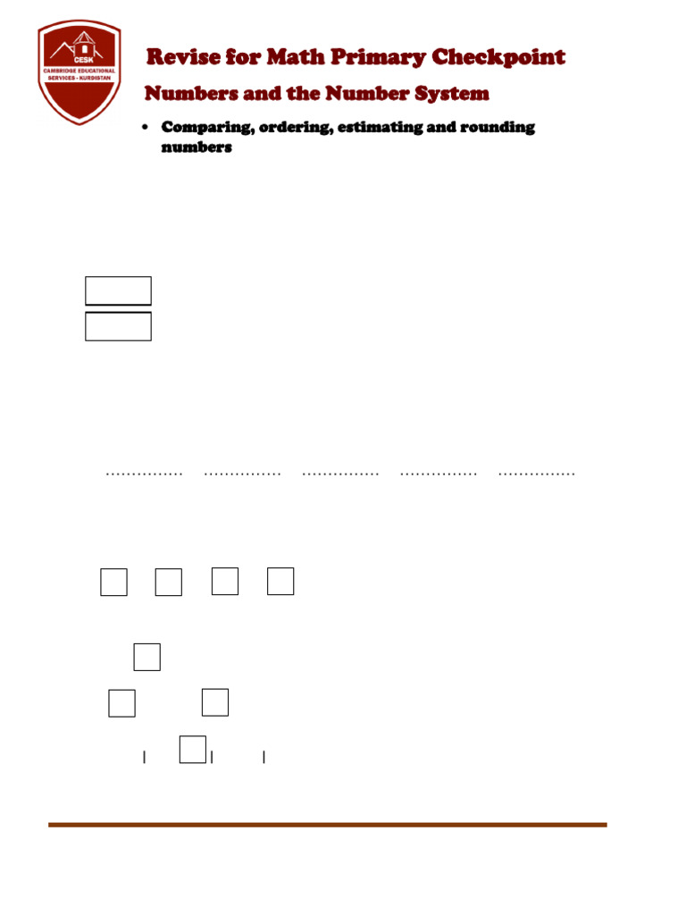 Math Primary Checkpoint: Number System Review | PDF | Numbers | Chess ...