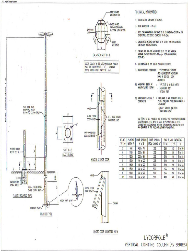 Lysaght Street Light Pole - Short Arm | PDF
