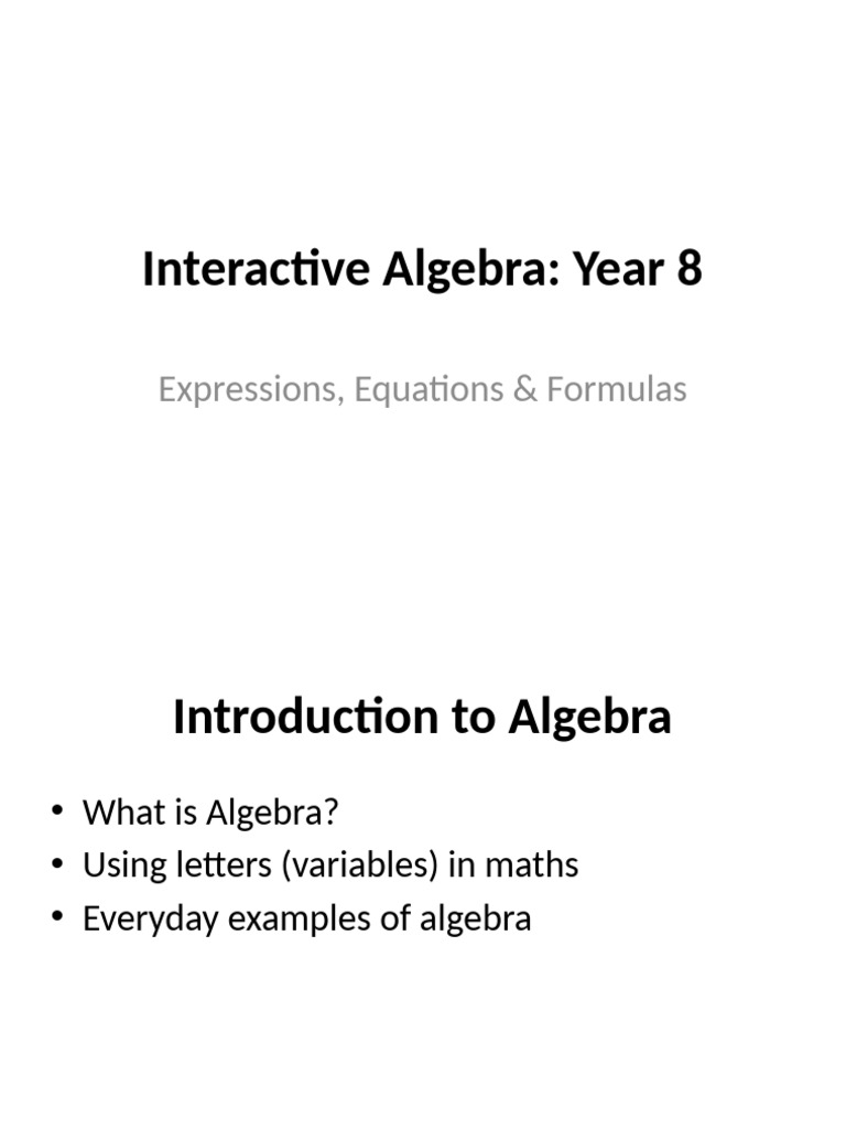 Interactive Algebra Year8 | PDF