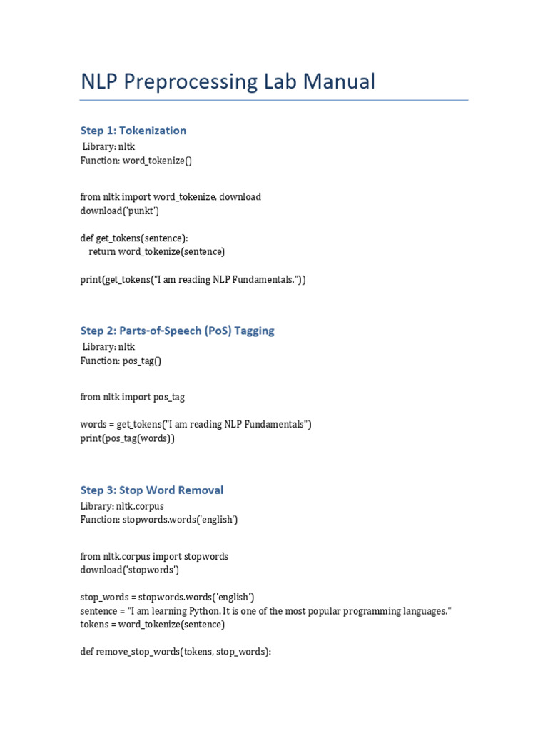 NLP Preprocessing Techniques Guide | PDF | Linguistics | Cognitive Science