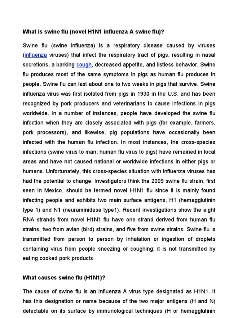 Understanding Swine Flu (H1N1) Basics | PDF | Influenza A Virus Subtype ...