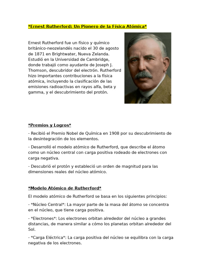 Contribuciones de Rutherford a la Física Atómica | PDF