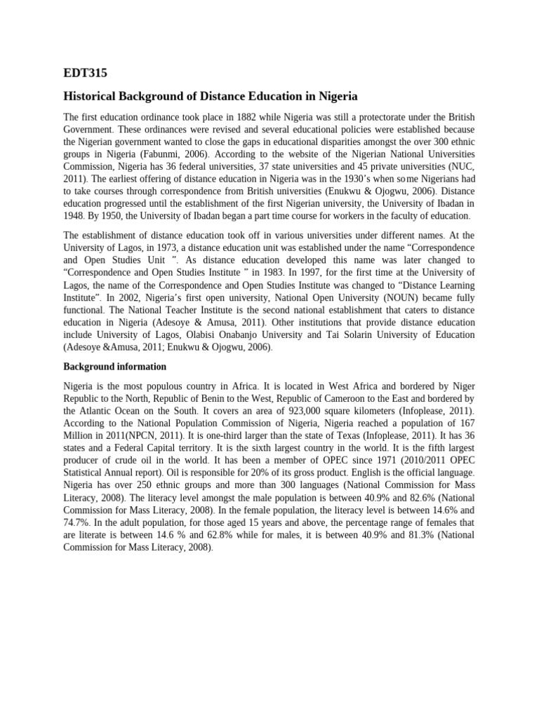 Distance Education History in Nigeria | PDF | Nigeria | Distance Education