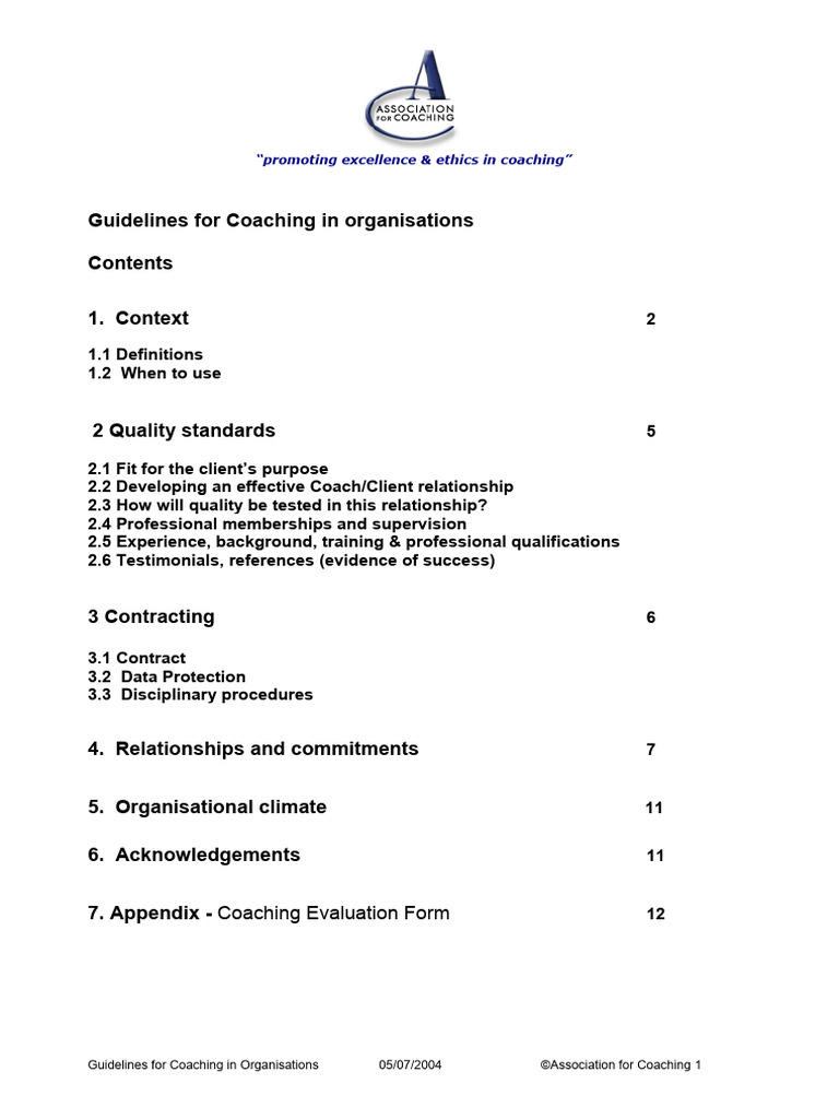 Coaching Guidelines for Organizations | PDF | Mentorship | Leadership