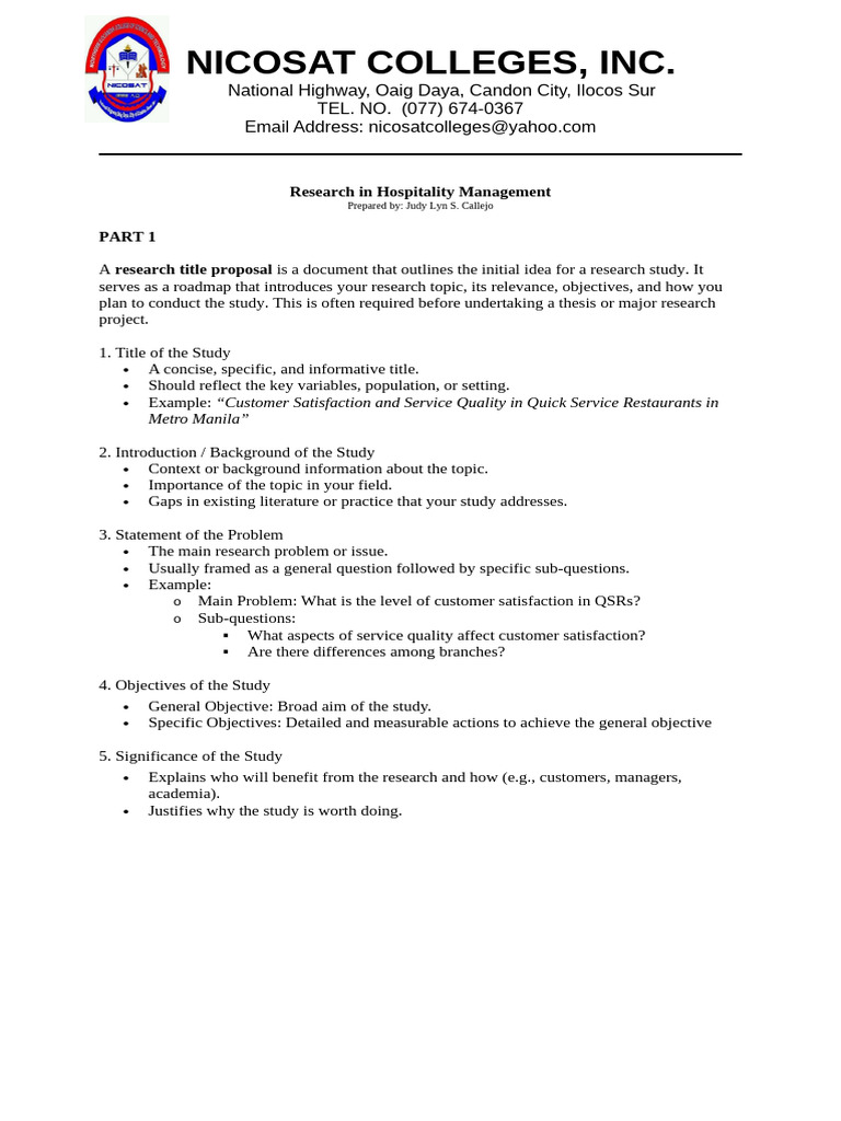Research Title and Problem Statement Guide | PDF | Quantitative ...