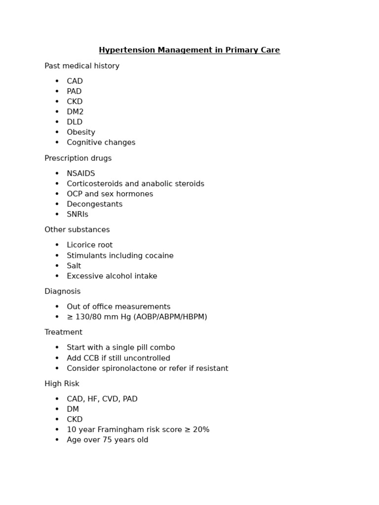 Hypertension Management in Primary Care | PDF