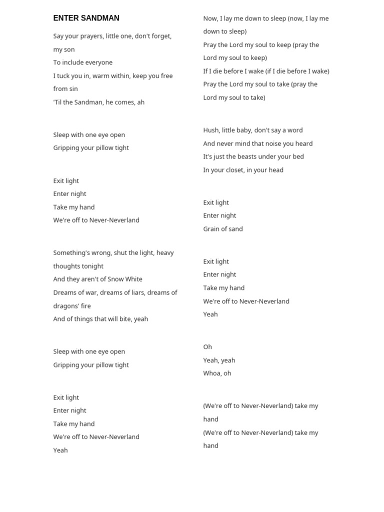Metallica Song Lyrics Analysis | PDF