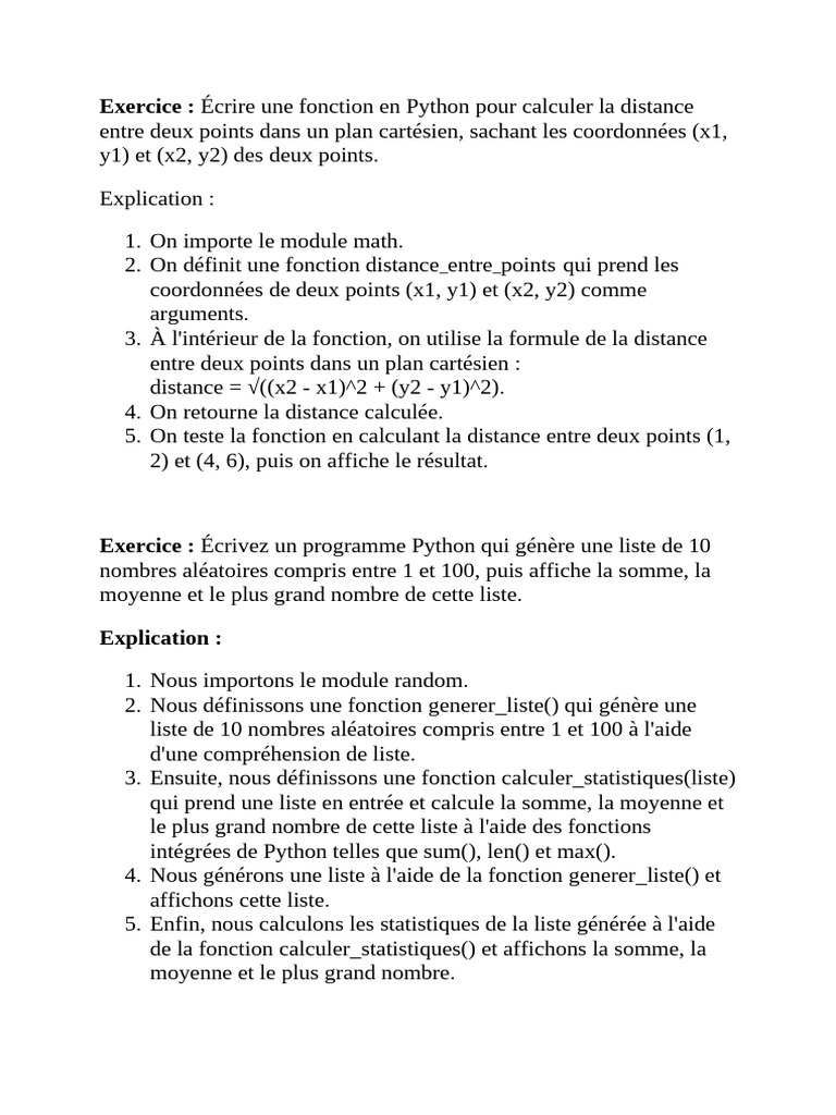 Exemples de fonctions Python pratiques | PDF | Python (Langage de ...