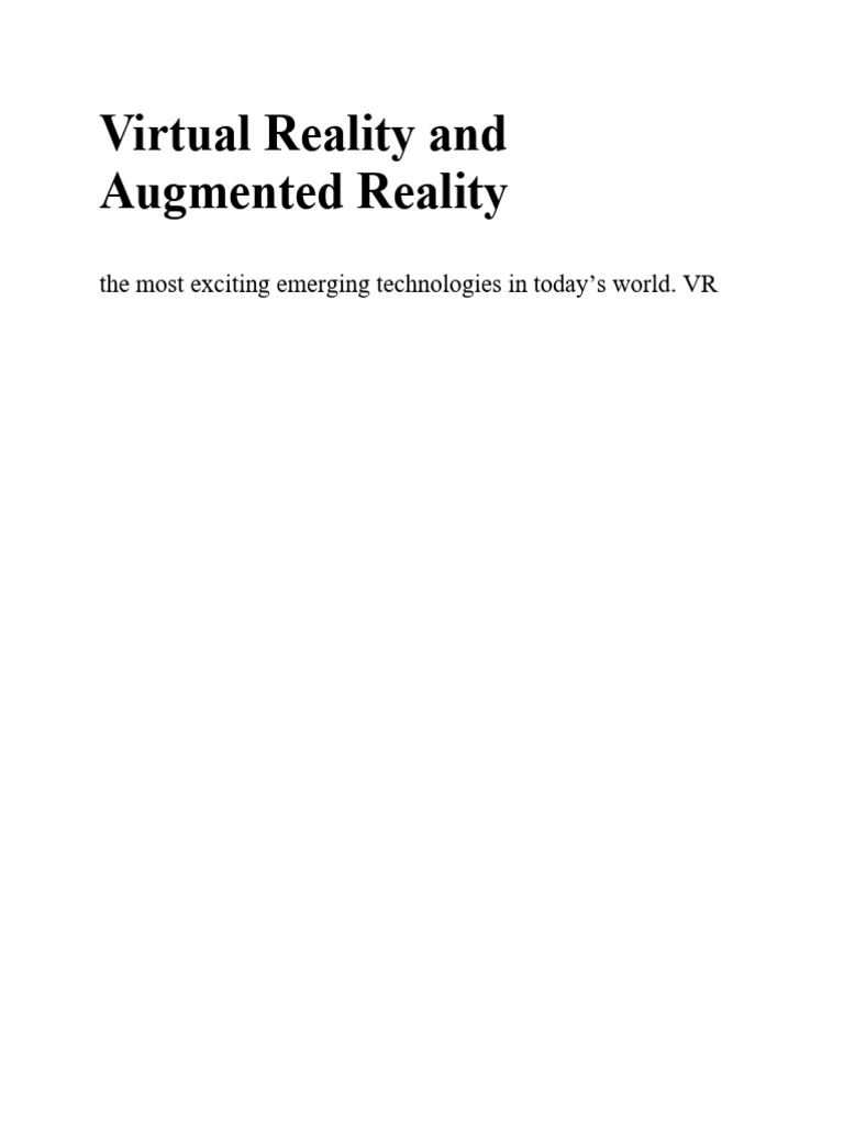 Impact of VR and AR on Industries | PDF | Augmented Reality | Virtual ...