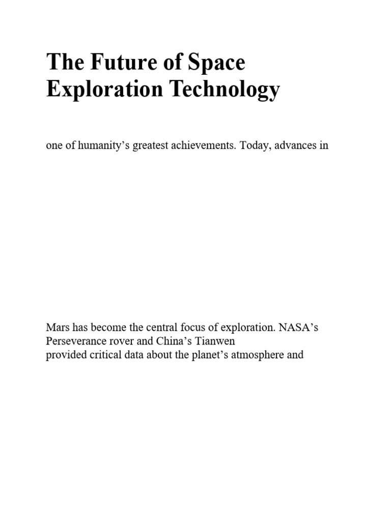 Advances in Space Exploration Tech | PDF | Outer Space | Space Exploration