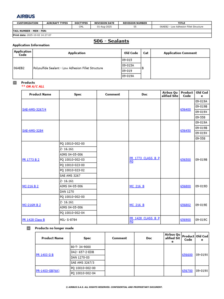 06AEB2 Low Adhesion Sealant Overview | PDF