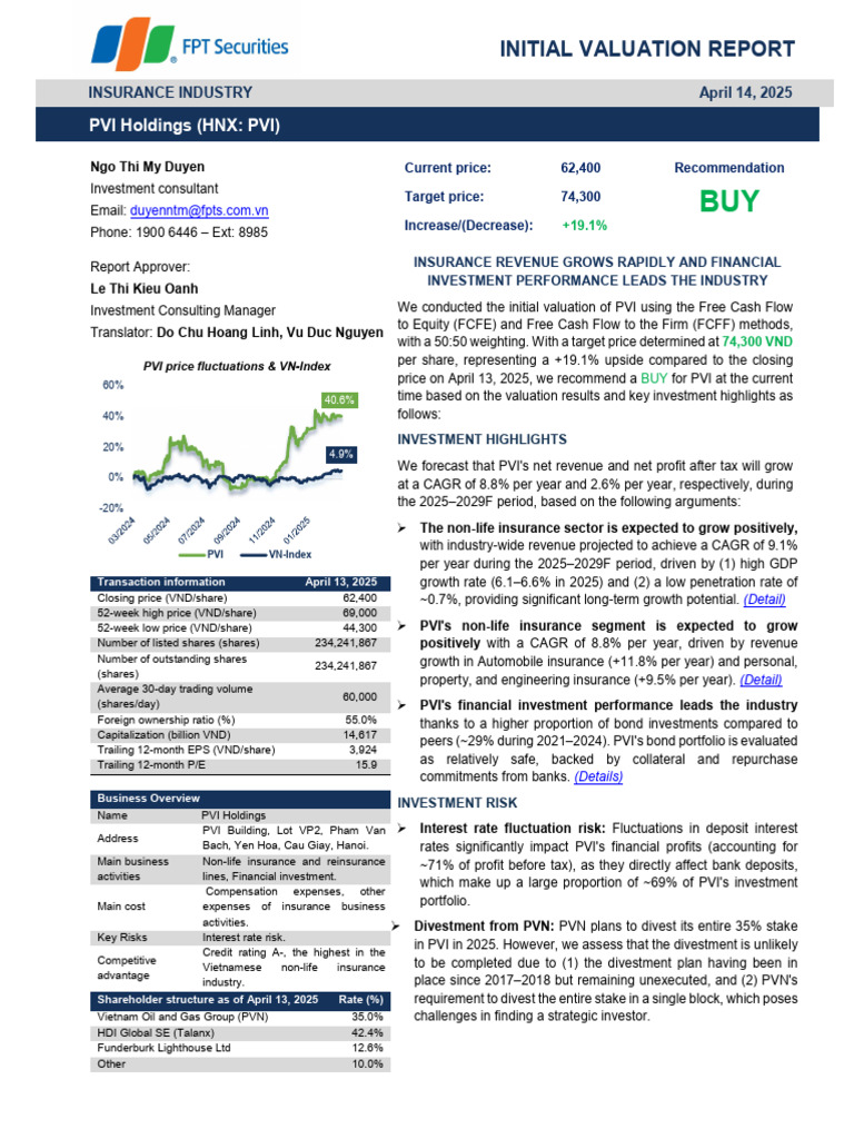 PVIInitialValuationReportz-140425 F90f884e | PDF | Reinsurance | Insurance