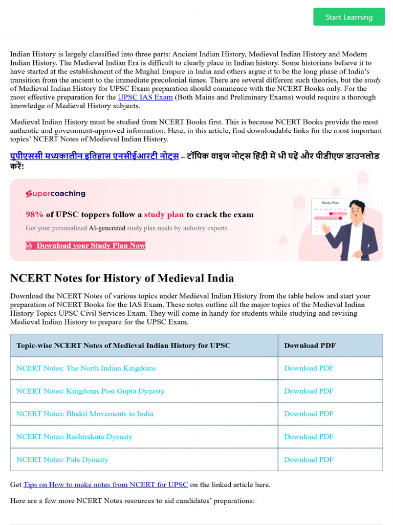 Medieval History NCERT Notes For UPSC, Download Free PDF | PDF