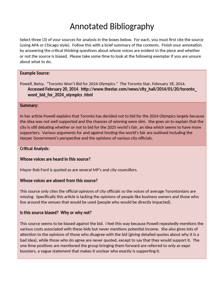 Annotated Bibliography | PDF