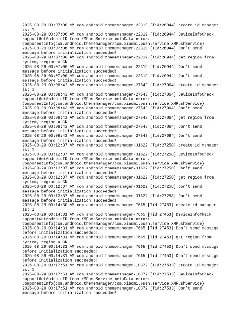 Xiaomi Theme Manager Initialization Logs | PDF
