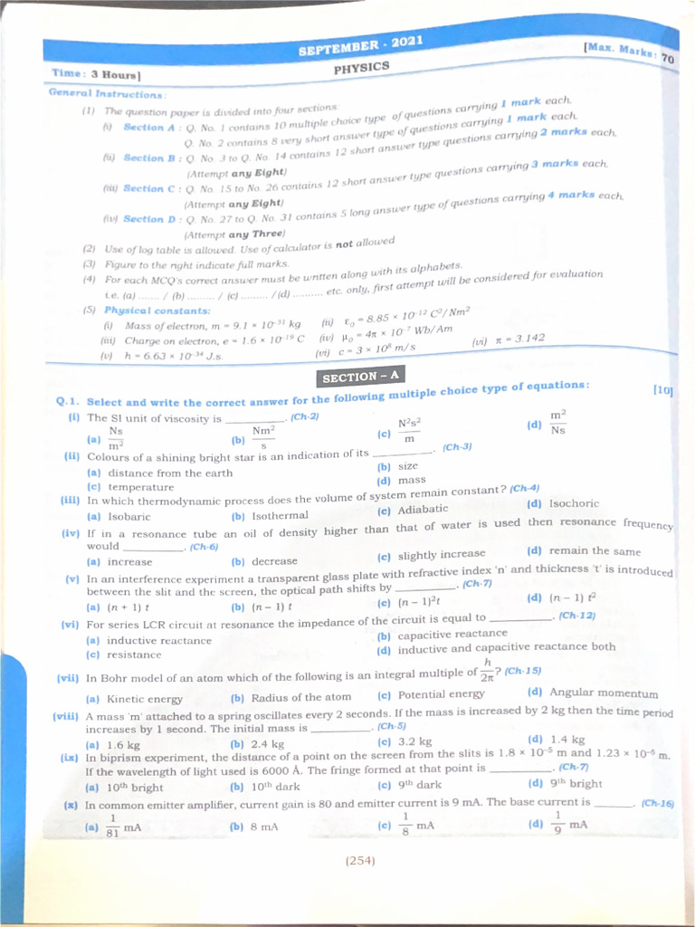 Phy Paper 4 | PDF