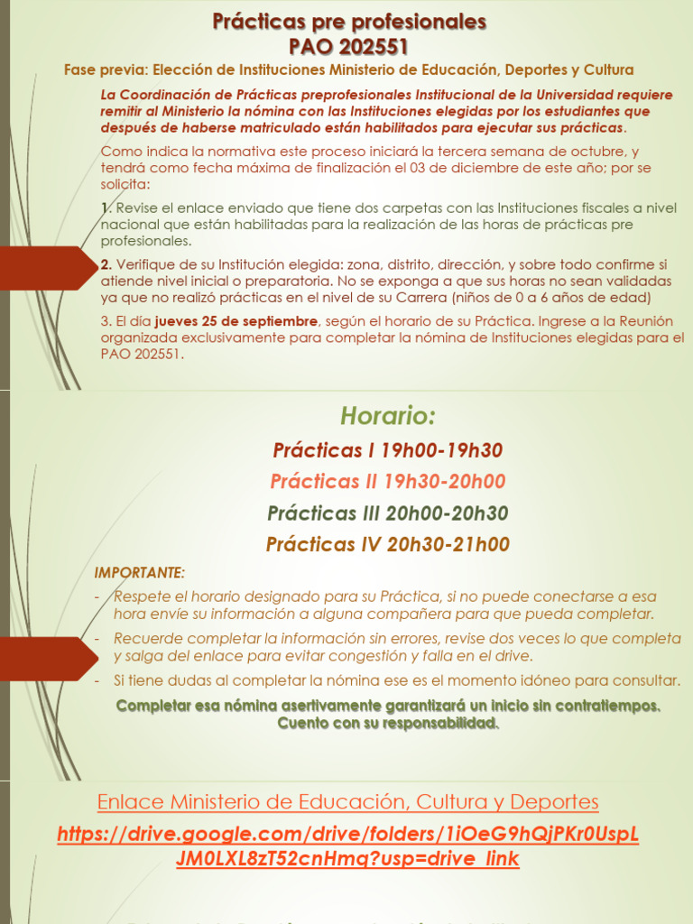 Selección de Instituciones PAO 202551 | PDF