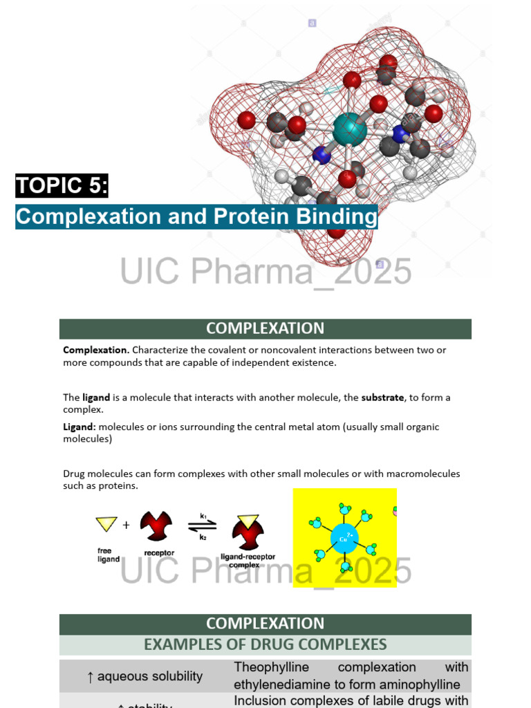 Complexation and Protein Binding Overview | PDF | Coordination Complex ...