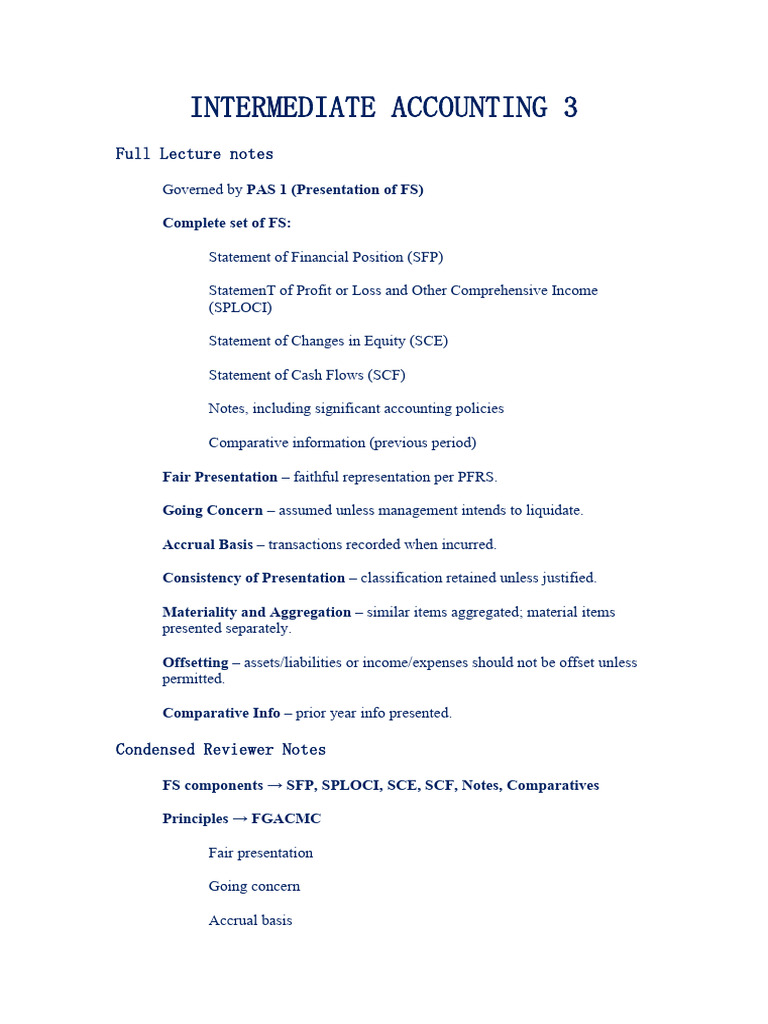 Intermediate Accounting 3 Summary Class Notes 2 | PDF