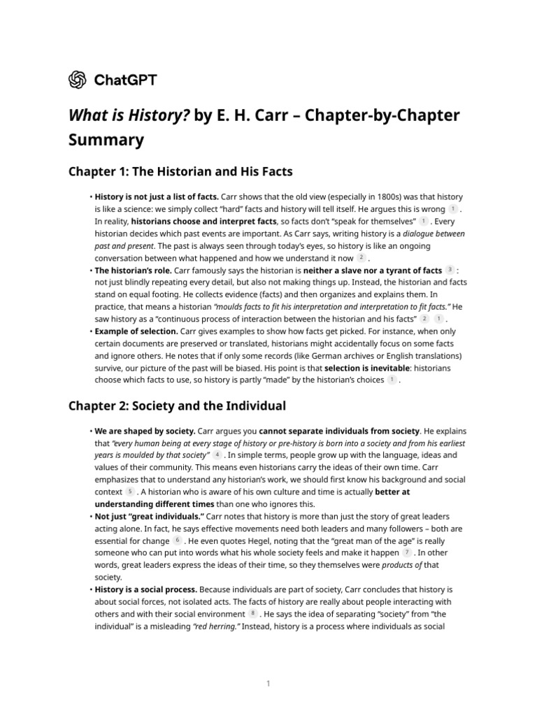 E.H. Carr's What is History? Summary | PDF | Historian | Morality