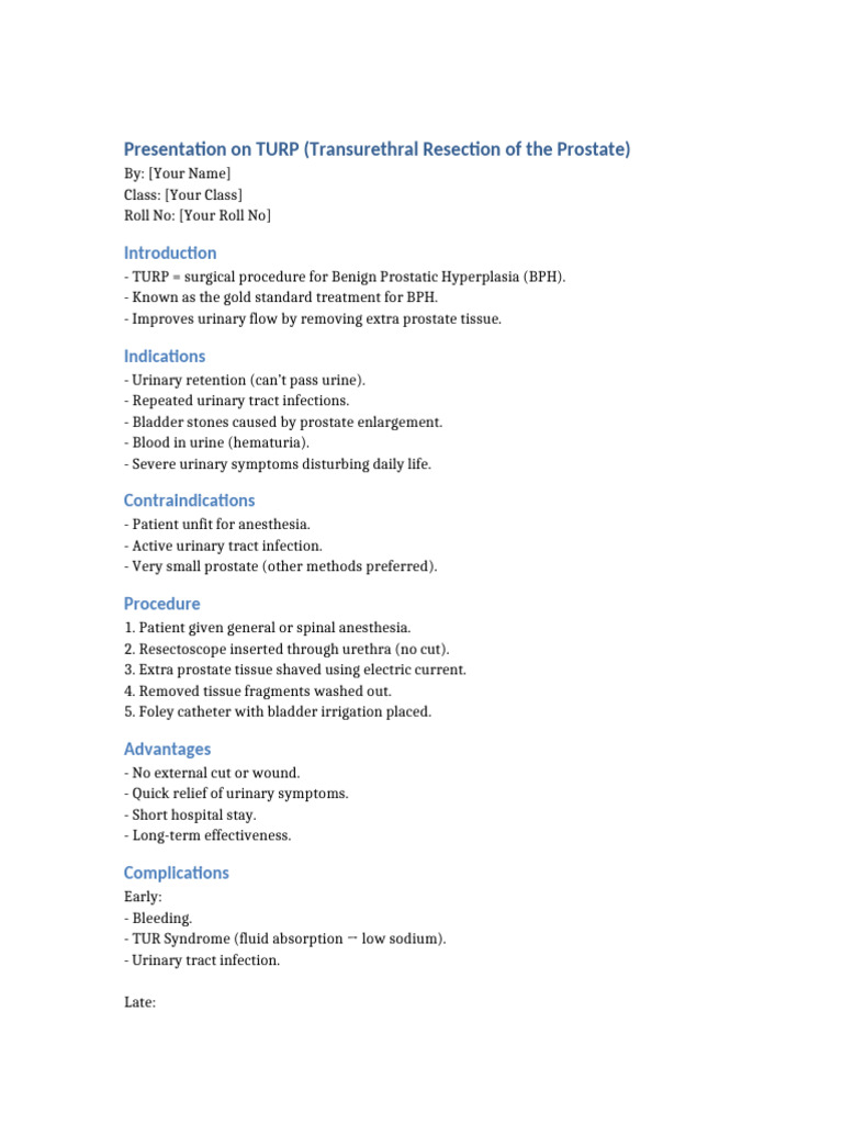 TURP Presentation | PDF
