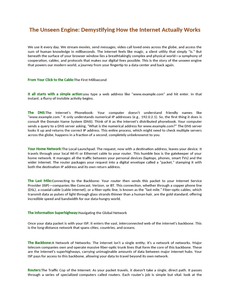 How the Internet Works Explained | PDF | Computer Network ...