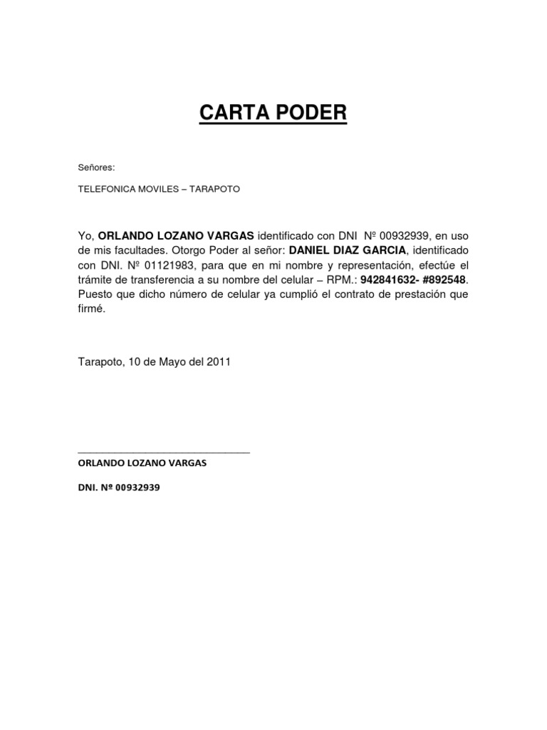 Descargar Carta Poder Word : Descargar Carta Poder Word : Formato De Carta Poder En ...