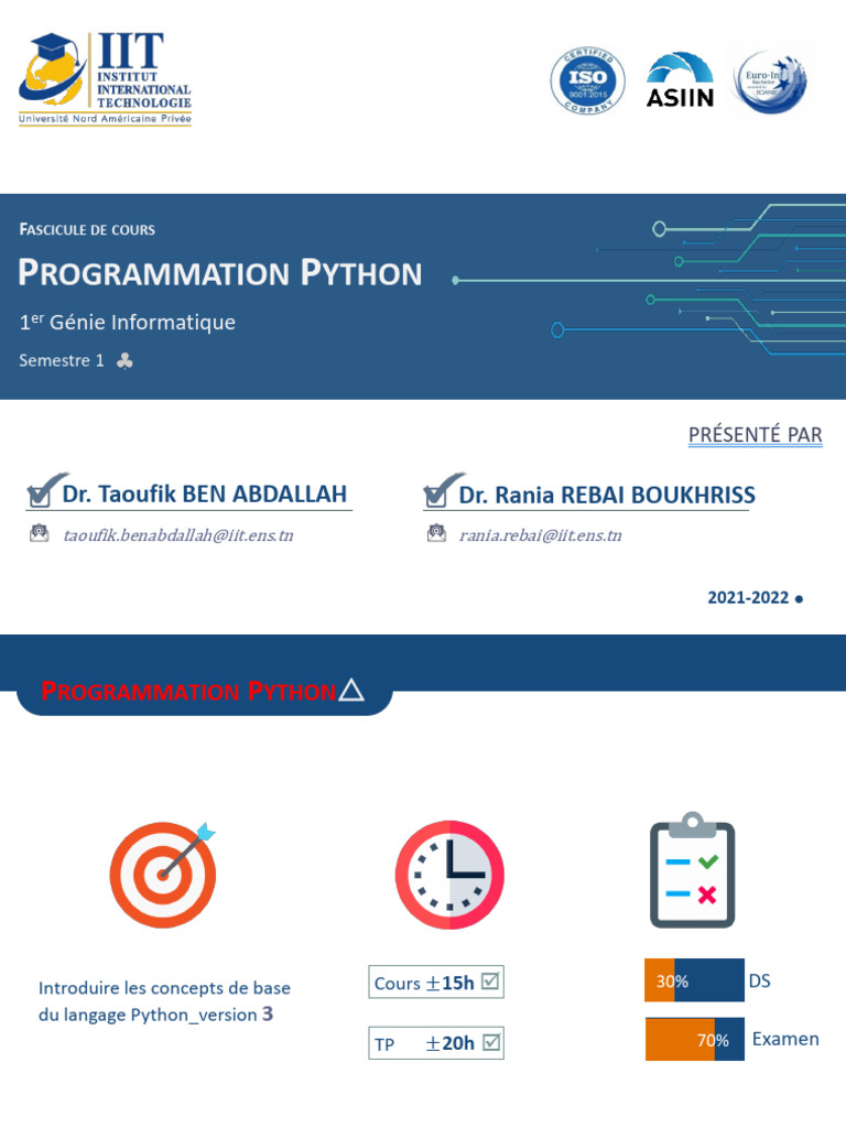 Introduction à la Programmation Python | PDF | Structure de contrôle ...