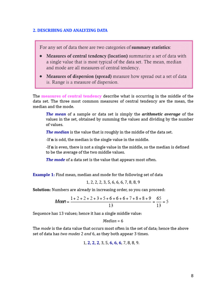 2 Measures of Central Tendency Dispersion | PDF | Quartile | Arithmetic ...