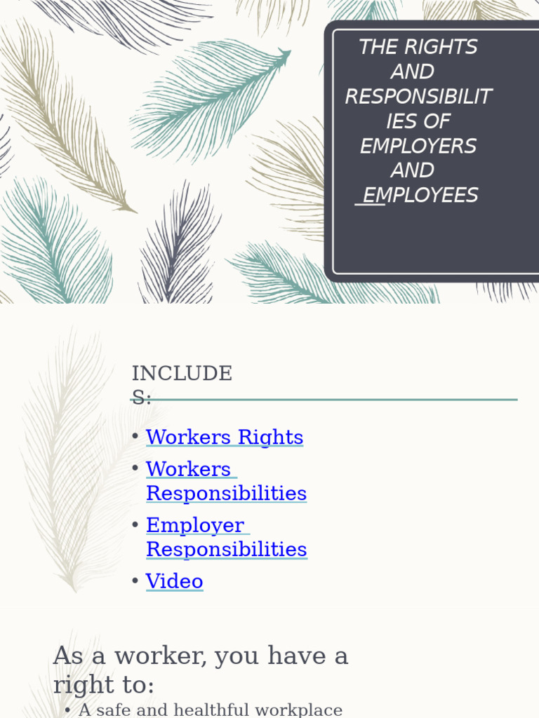 Employer and Employee Rights Overview | PDF | Occupational Safety And ...
