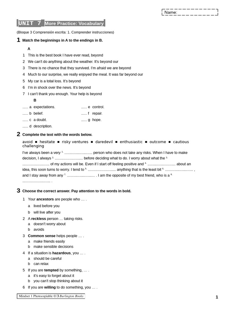 Vocabulary and Grammar Practice Guide | PDF
